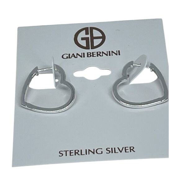 Sterling Silver Heart Hoop Earrings Chic Trendy Fashion Stylish Minimal NWT - Picture 9 of 12